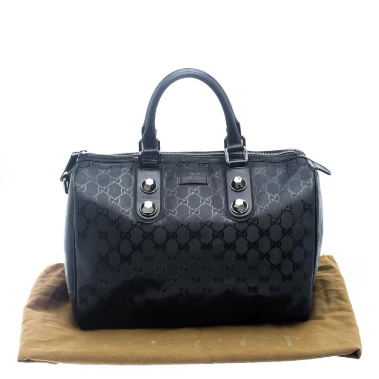 Pre Owned Gucci Black Imprime Canvas Joy Boston Bag