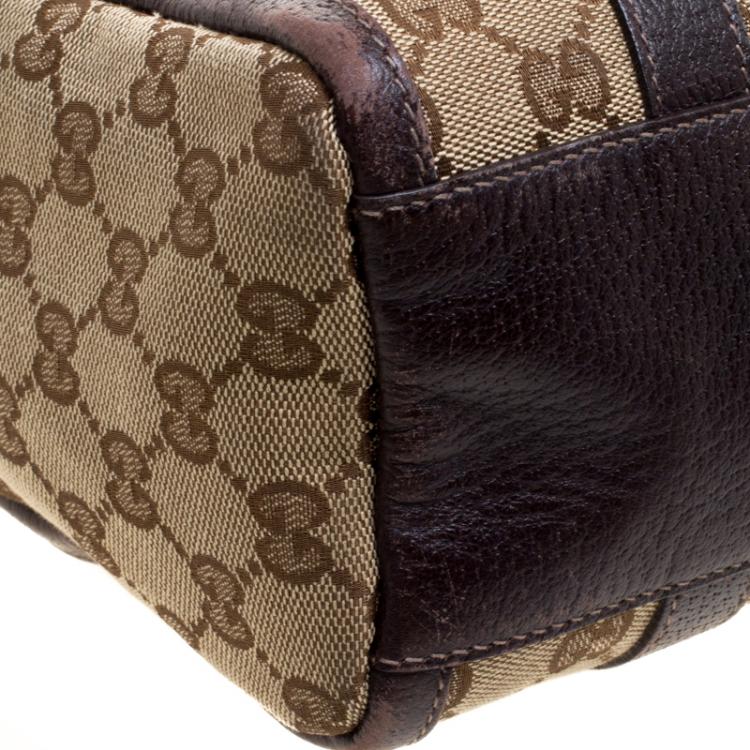 Pre Owned Gucci Beige/Ebony GG Canvas Small Joy Boston Bag