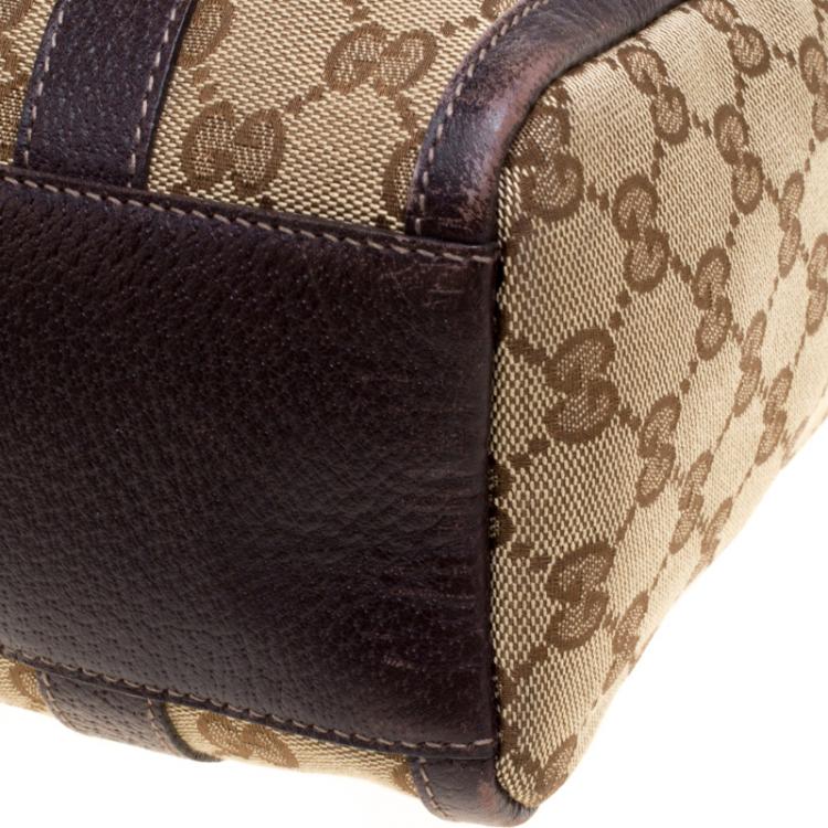 Pre Owned Gucci Beige/Ebony GG Canvas Small Joy Boston Bag