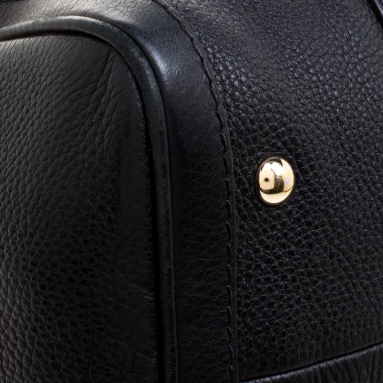 Pre Owned Gucci Black Leather Medium Vintage Web Boston Bag