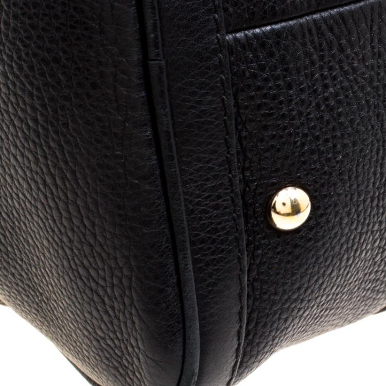 Pre Owned Gucci Black Leather Medium Vintage Web Boston Bag