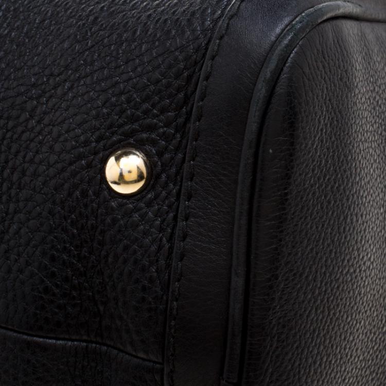 Pre Owned Gucci Black Leather Medium Vintage Web Boston Bag