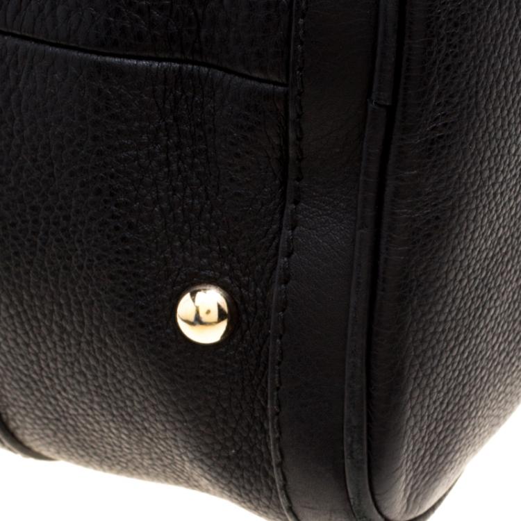 Pre Owned Gucci Black Leather Medium Vintage Web Boston Bag