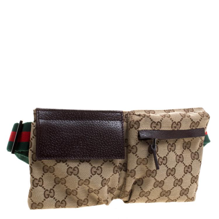 Pre Owned Gucci Beige/Brown GG Canvas Waist Belt Bag