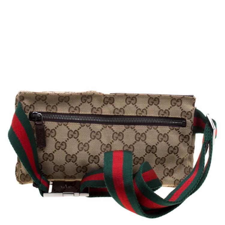 Pre Owned Gucci Beige/Brown GG Canvas Waist Belt Bag