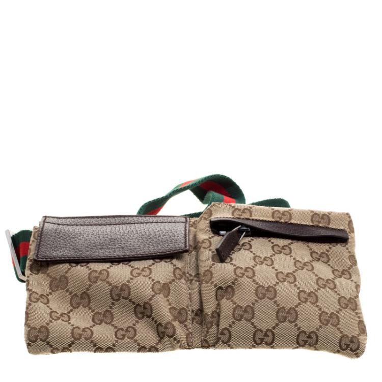 Pre Owned Gucci Beige/Brown GG Canvas Waist Belt Bag