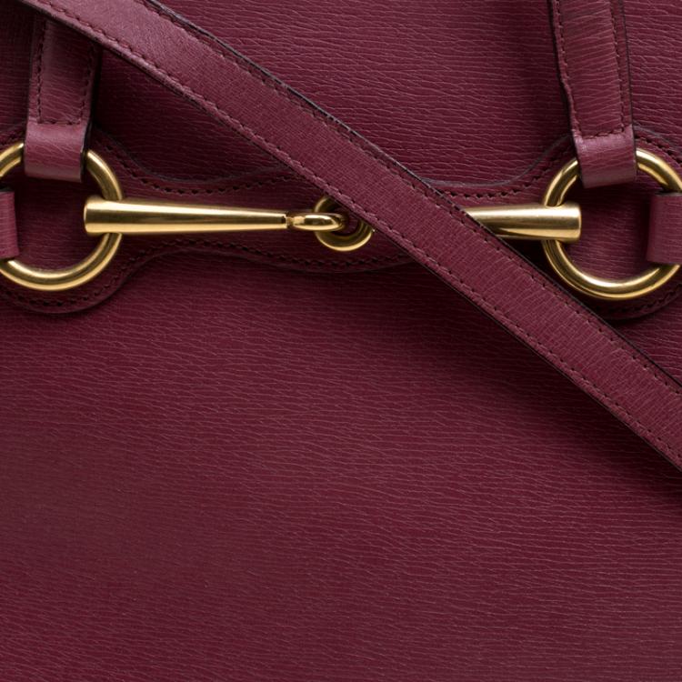 Pre Owned Gucci Light Burgundy Leather Bright Bit Jasmine Top Handle Bag
