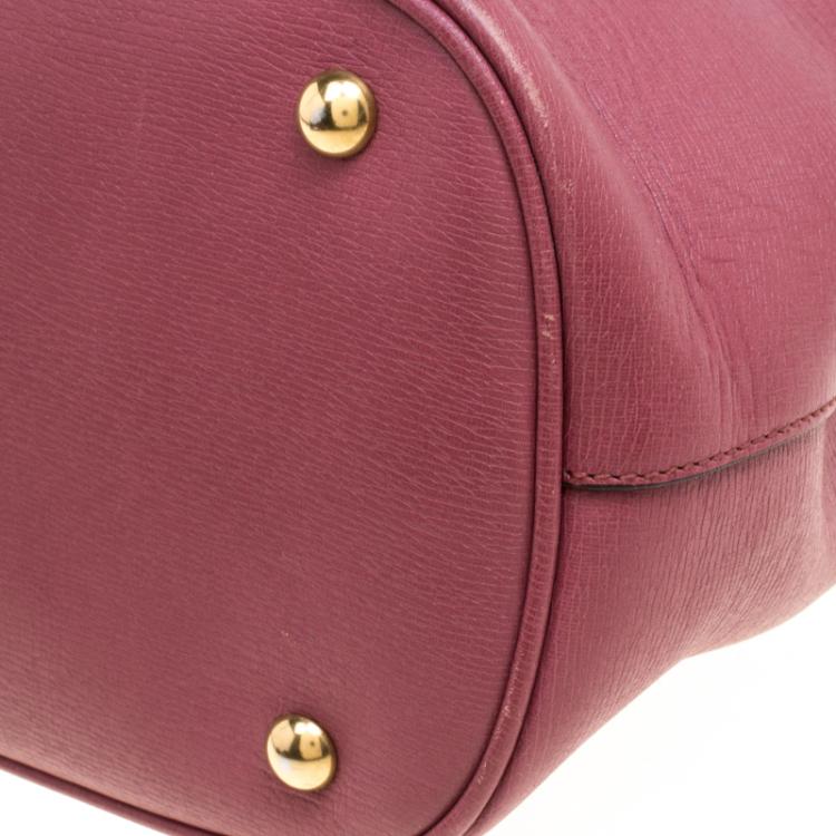 Pre Owned Gucci Light Burgundy Leather Bright Bit Jasmine Top Handle Bag