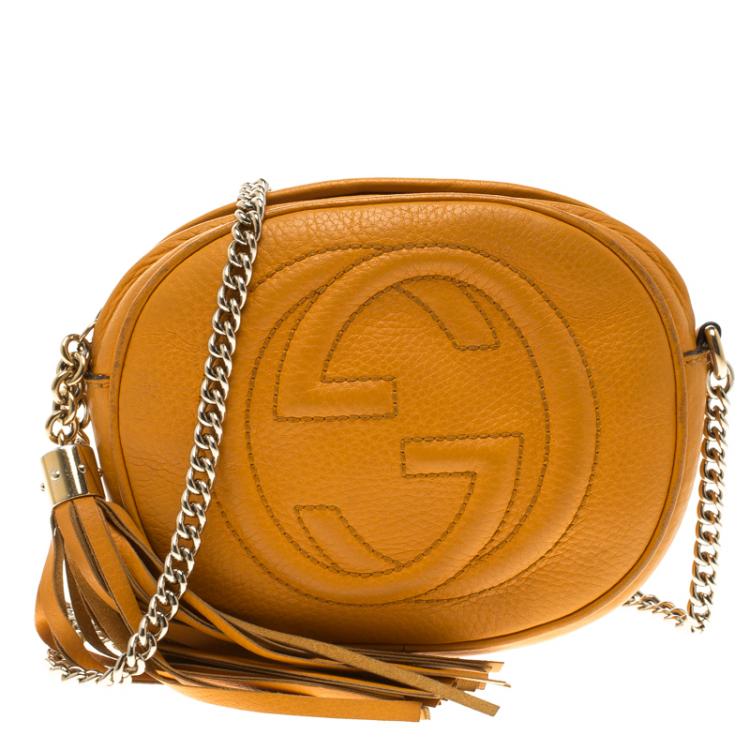 Gucci Orange Leather Mini Disco Chain Shoulder Bag Gucci TLC