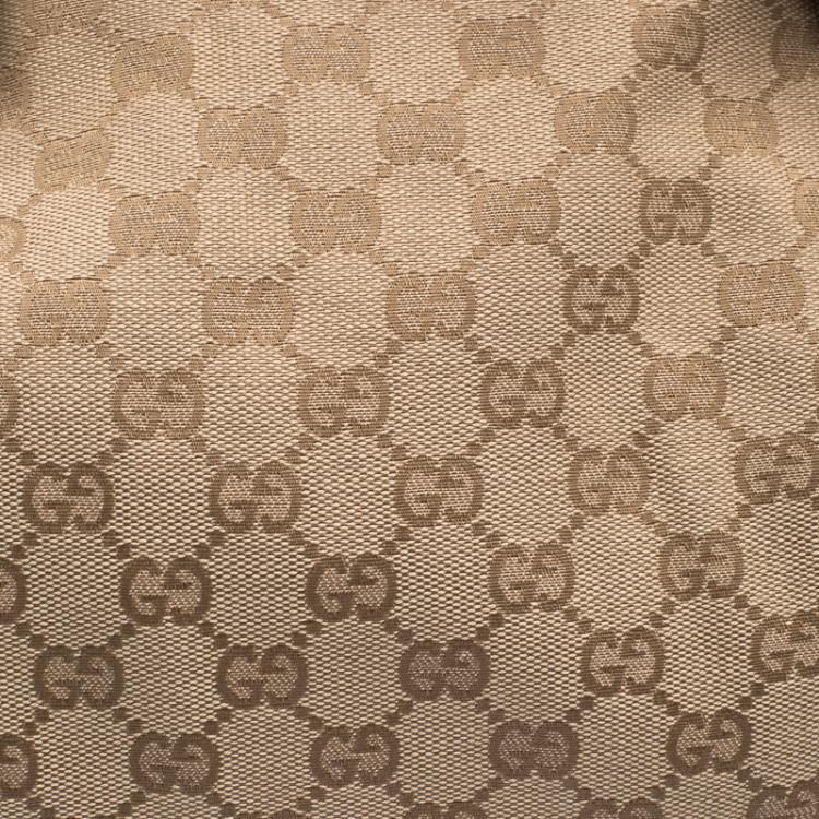 Pre Owned Gucci Beige/Burgundy GG Canvas and Leather Top Handle Bag