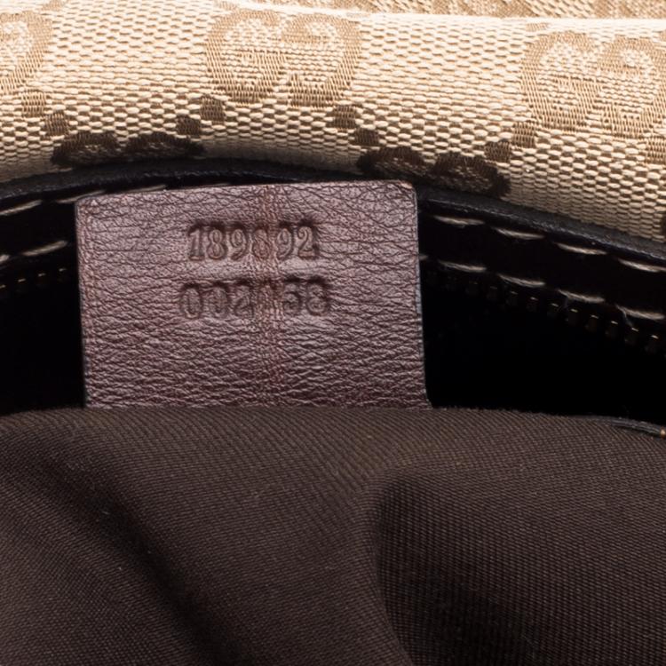 Pre Owned Gucci Beige/Burgundy GG Canvas and Leather Top Handle Bag