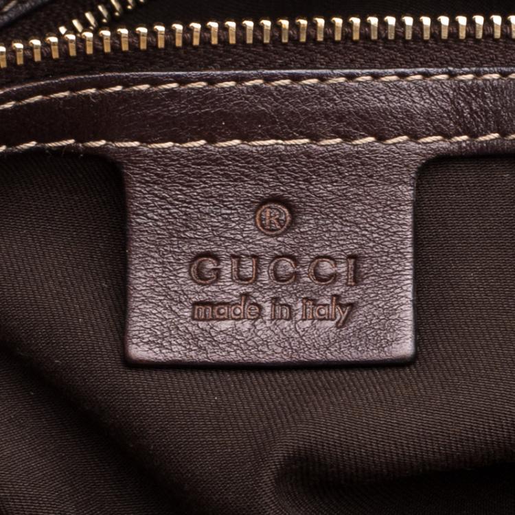 Pre Owned Gucci Beige/Burgundy GG Canvas and Leather Top Handle Bag