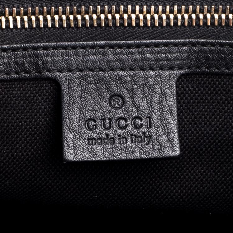 Pre Owned Gucci Black Leather Bamboo Top Handle Shopper Tote