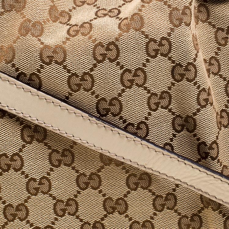 Pre Owned Gucci Beige GG Canvas Medium Sukey Boston Bag