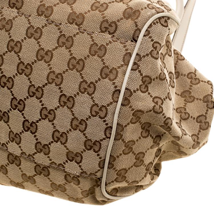 Pre Owned Gucci Beige GG Canvas Medium Sukey Boston Bag