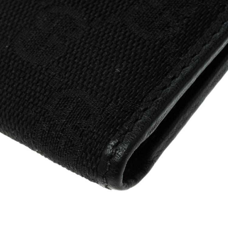 Pre Owned Gucci Black GG Canvas Web Bifold Wallet