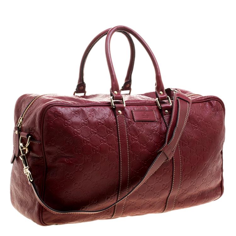 مملوكة مسبقًا Gucci Red Guccissima Leather Duffel Bag