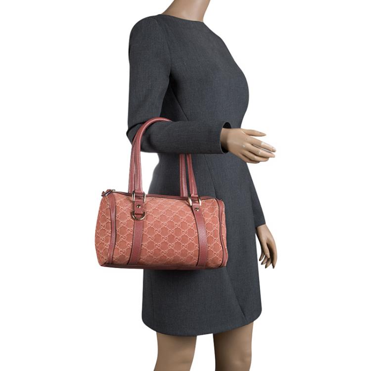 مملوكة مسبقًا Gucci Brown GG Suede Small Abbey Boston Bag