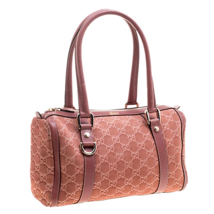 مملوكة مسبقًا Gucci Brown GG Suede Small Abbey Boston Bag