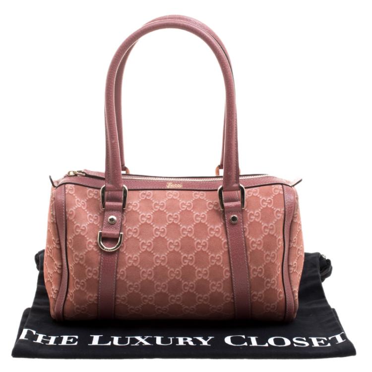 مملوكة مسبقًا Gucci Brown GG Suede Small Abbey Boston Bag