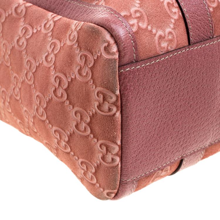 مملوكة مسبقًا Gucci Brown GG Suede Small Abbey Boston Bag