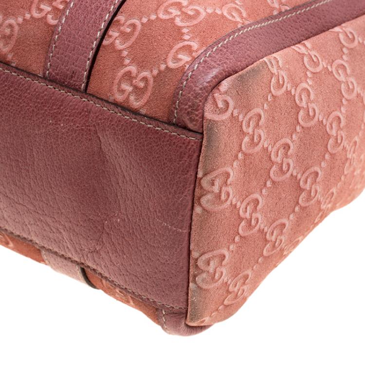 مملوكة مسبقًا Gucci Brown GG Suede Small Abbey Boston Bag