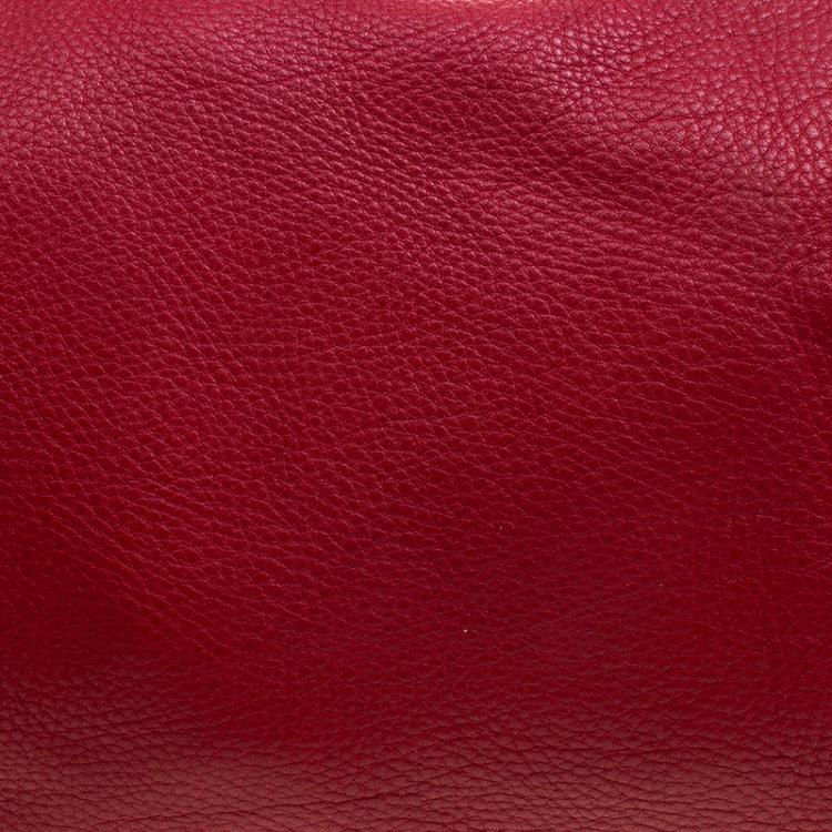 Pre Owned Gucci Red Pebbled Leather Soho Boston Bag
