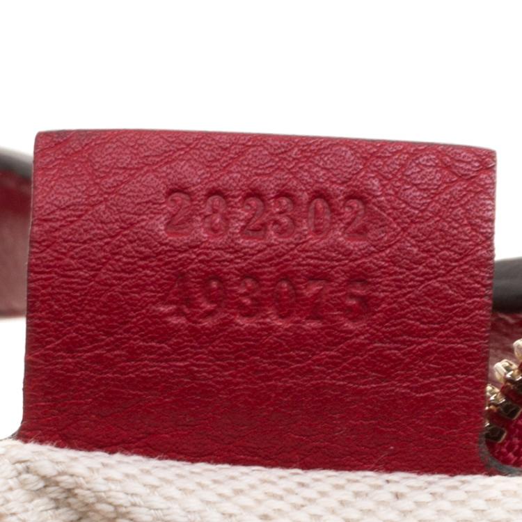 Pre Owned Gucci Red Pebbled Leather Soho Boston Bag