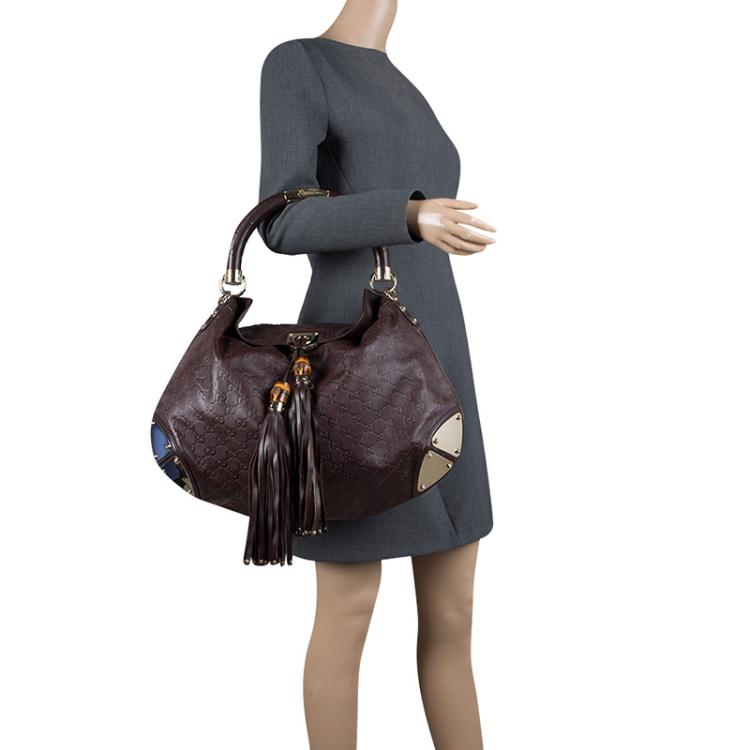 Pre Owned Gucci Brown Guccissima Large Indy Top Handle Bag