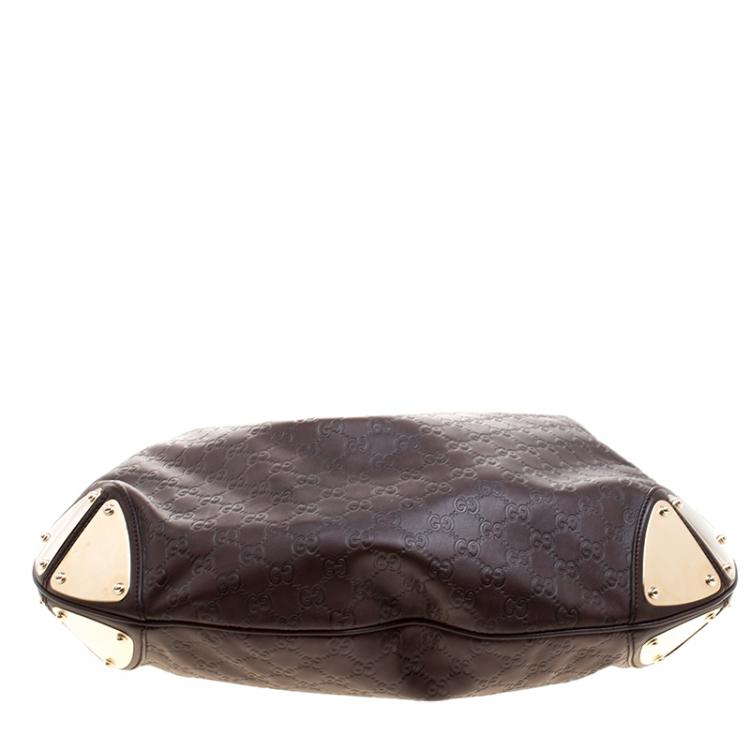 Pre Owned Gucci Brown Guccissima Large Indy Top Handle Bag