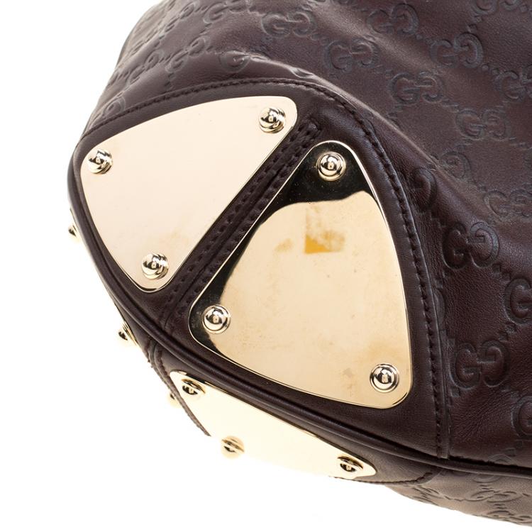 Pre Owned Gucci Brown Guccissima Large Indy Top Handle Bag