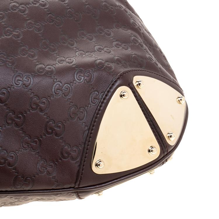 Pre Owned Gucci Brown Guccissima Large Indy Top Handle Bag