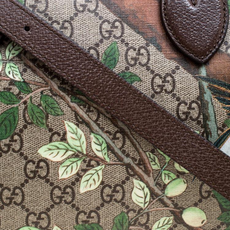 Pre Owned Gucci Beige/Brown Tian Print GG Supreme Canvas Medium Boston Bag