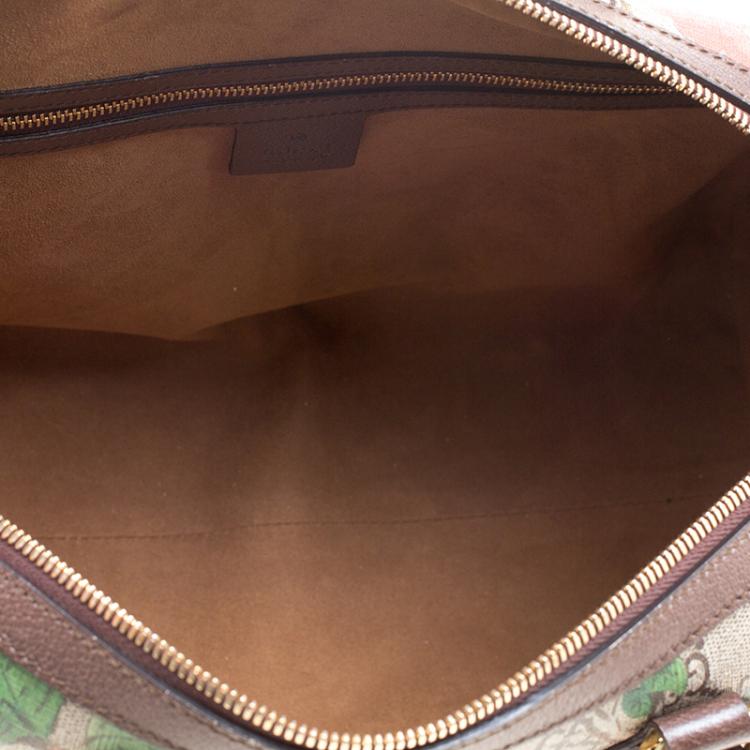 Pre Owned Gucci Beige/Brown Tian Print GG Supreme Canvas Medium Boston Bag