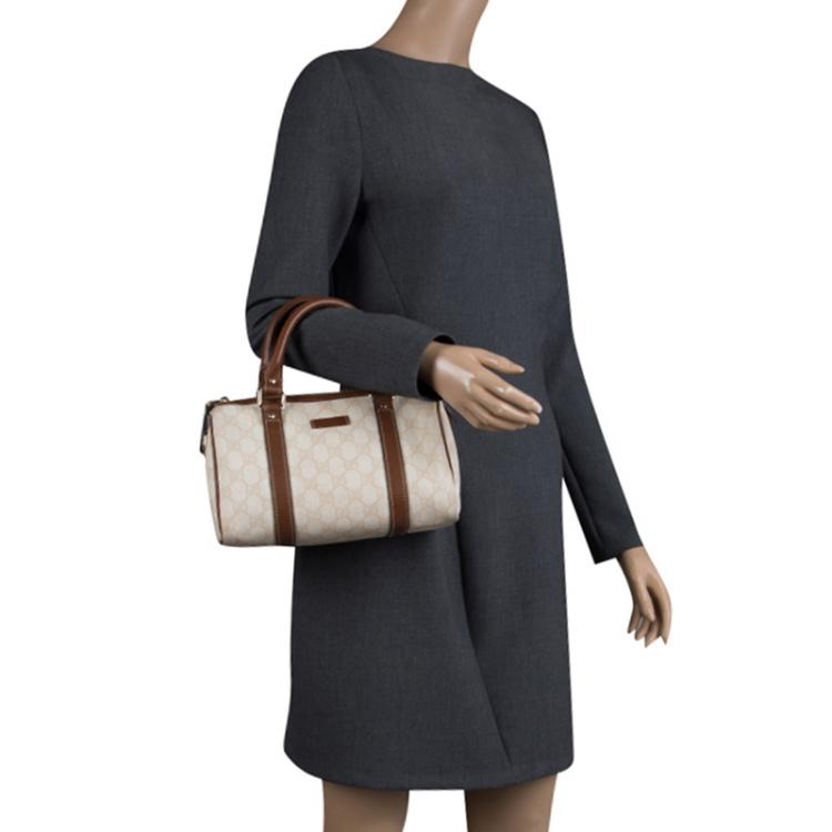 مملوكة مسبقًا Gucci Beige/Brown GG Coated Canvas Small Joy Boston Bag