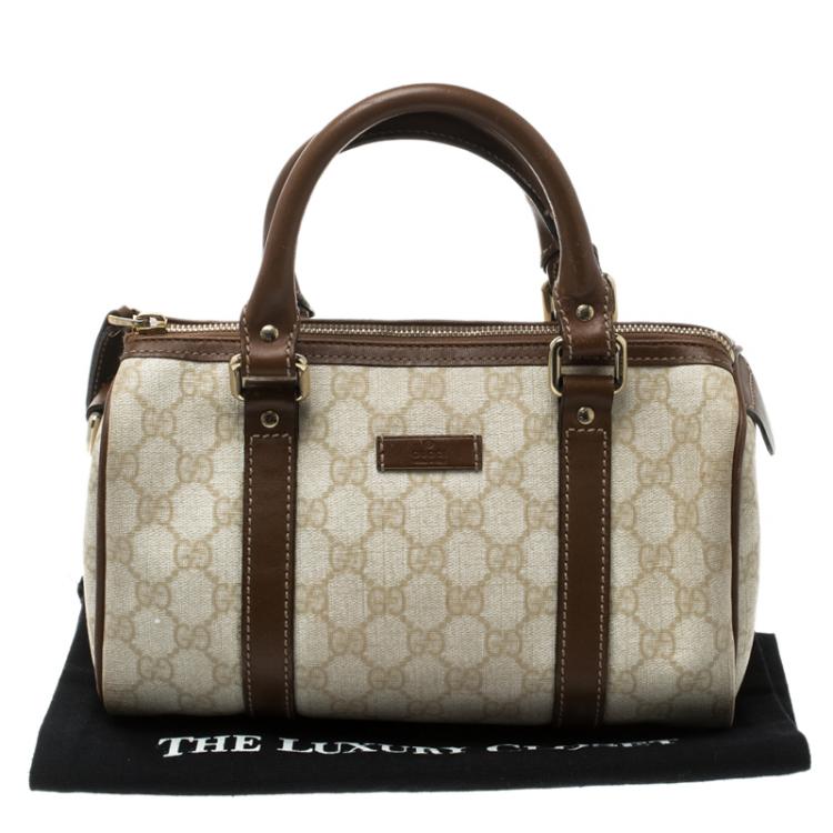 مملوكة مسبقًا Gucci Beige/Brown GG Coated Canvas Small Joy Boston Bag