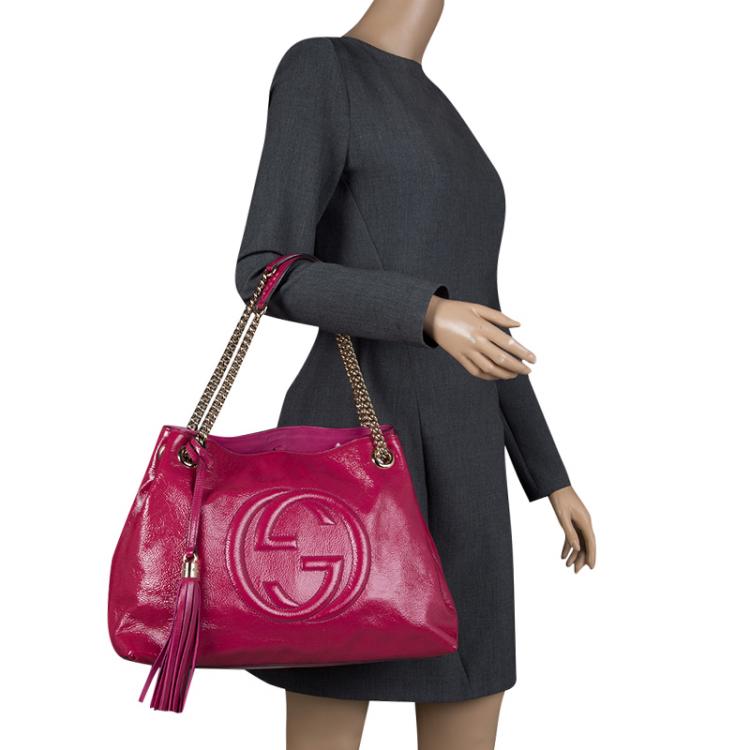 Gucci Hot Pink Patent Leather Soho Tote Bag