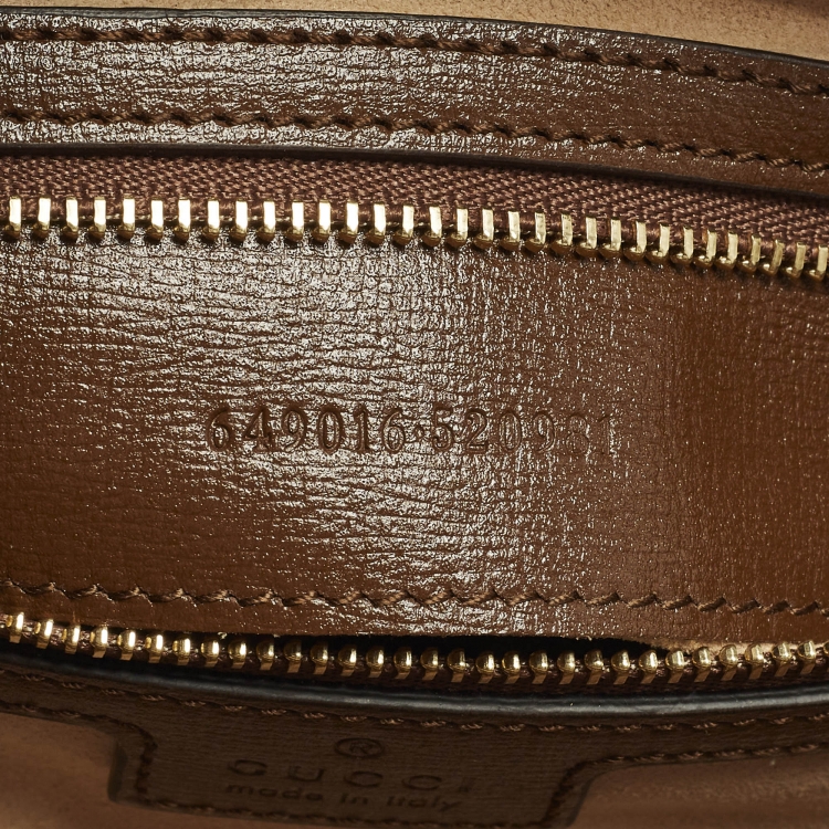 Pre Owned Gucci Jackie 1961 Medium Beige/Brown GG Supreme Canvas and Leather Tote