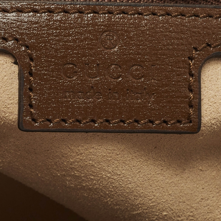 Pre Owned Gucci Jackie 1961 Medium Beige/Brown GG Supreme Canvas and Leather Tote