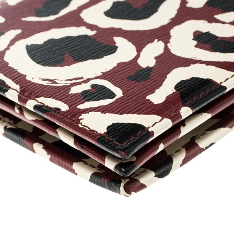 Pre Owned Gucci Brown Leopard Print Leather Wallet On Chain