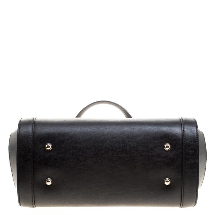 Pre Owned Gucci Black Leather Small Bamboo Top Handle Bag