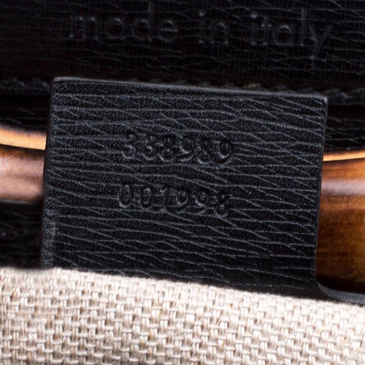 Pre Owned Gucci Black Leather Small Bamboo Top Handle Bag