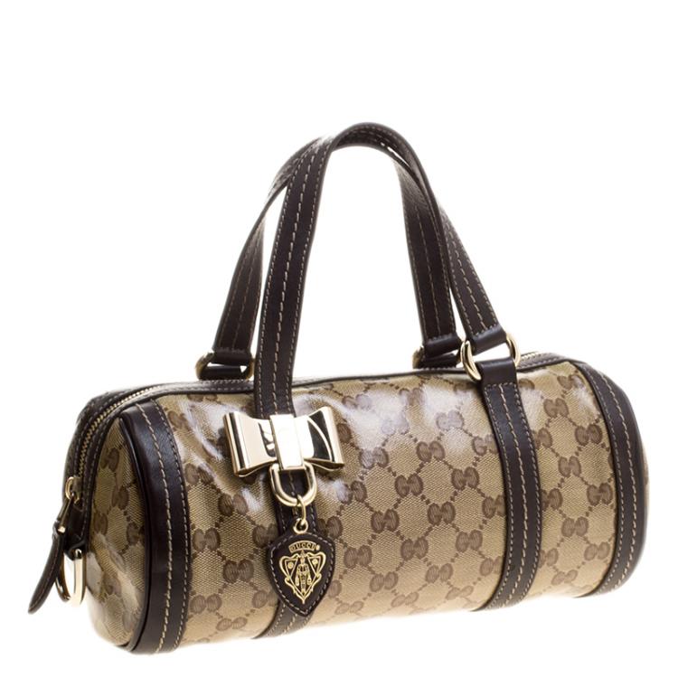 مملوكة مسبقًا Gucci Beige/Ebony GG Crystal Canvas Small Duchessa Boston Bag
