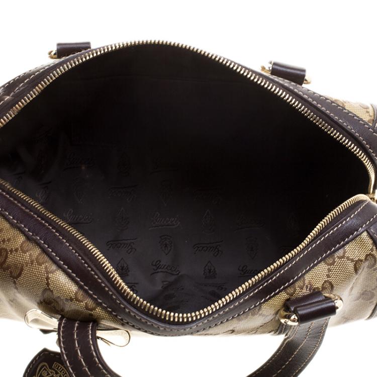 مملوكة مسبقًا Gucci Beige/Ebony GG Crystal Canvas Small Duchessa Boston Bag