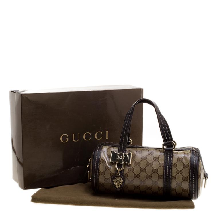مملوكة مسبقًا Gucci Beige/Ebony GG Crystal Canvas Small Duchessa Boston Bag