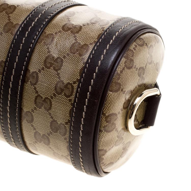 مملوكة مسبقًا Gucci Beige/Ebony GG Crystal Canvas Small Duchessa Boston Bag