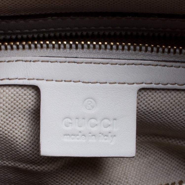 مملوكة مسبقًا Gucci White/Blue GG Canvas Medium Vintage Web Boston Bag