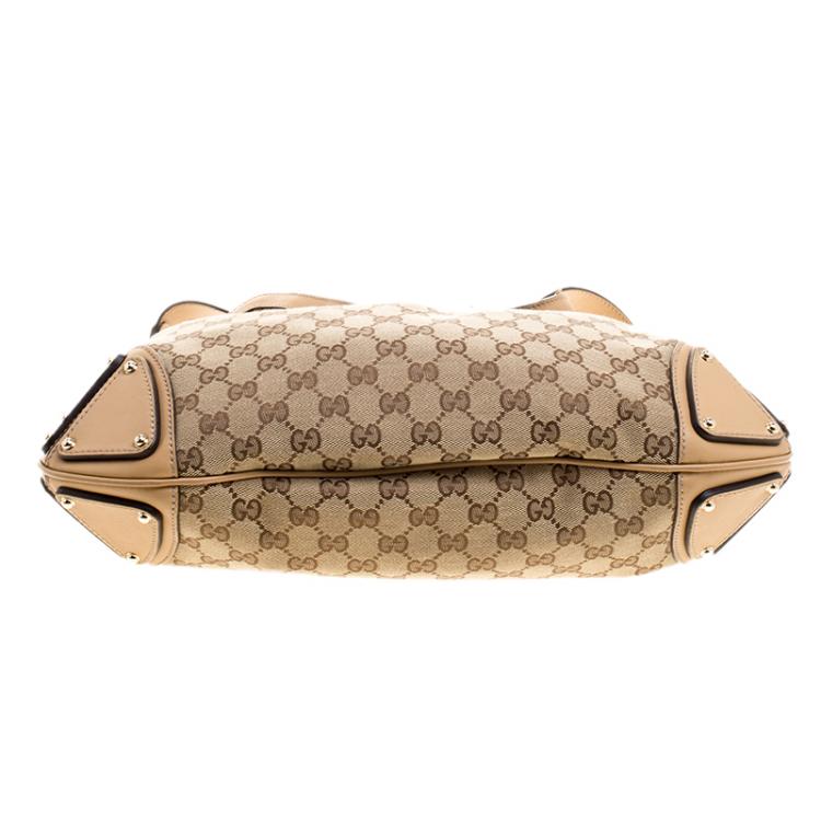 Pre Owned Gucci Beige Monogram Canvas Medium Indy Top Handle Bag