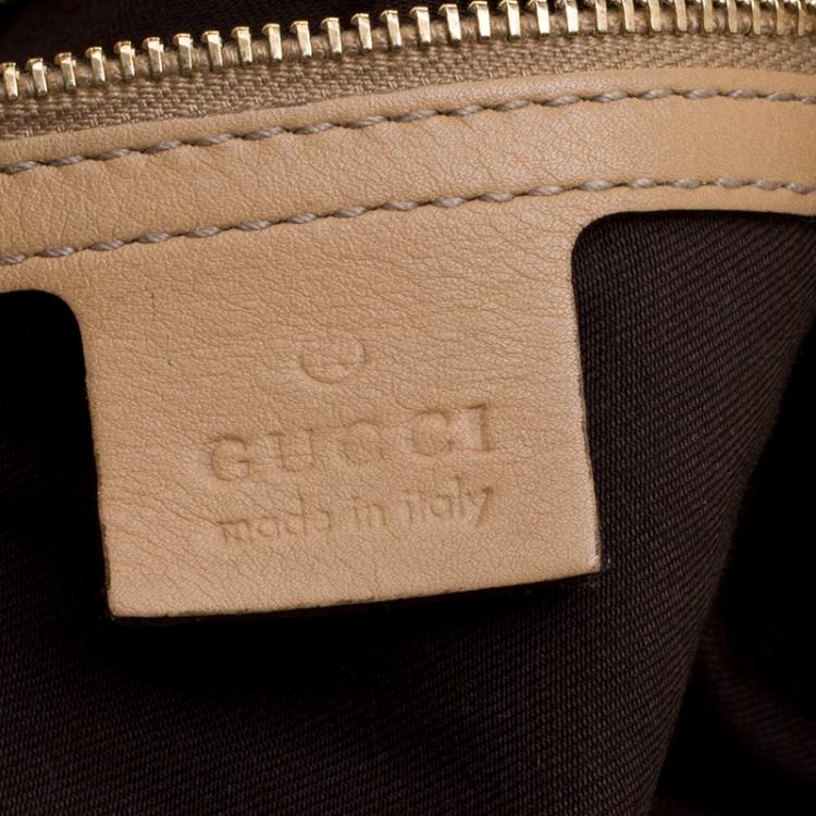 Pre Owned Gucci Beige Monogram Canvas Medium Indy Top Handle Bag
