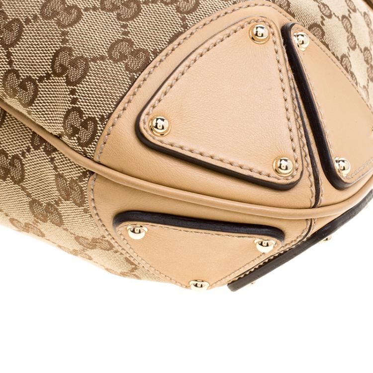 Pre Owned Gucci Beige Monogram Canvas Medium Indy Top Handle Bag